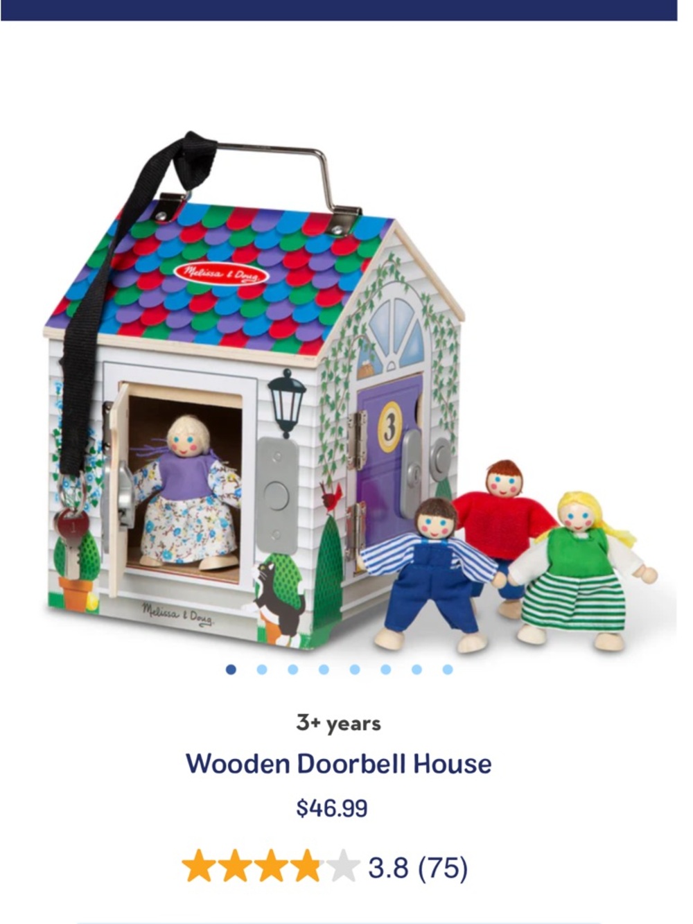 Melissa & Doug Multicolor Wooden Doorbell House with Peg Dolls